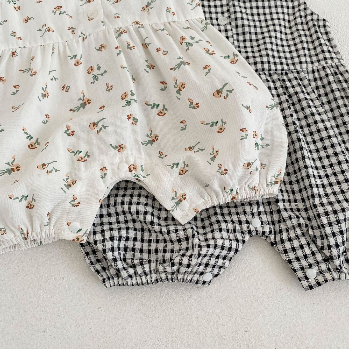 【BABY】夏新作 ノースリーブフラワー、チェックオールインワンSK062905