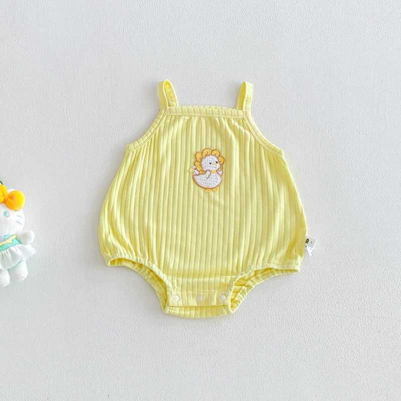 【BABY】夏新作カートゥーン刺繍ニットキャミロンパースSK106212