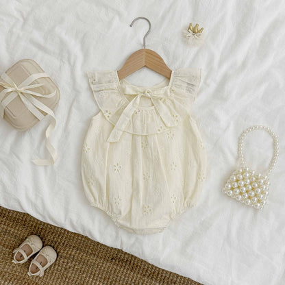 【BABY】夏新作 花刺繍ロンパースSK082509