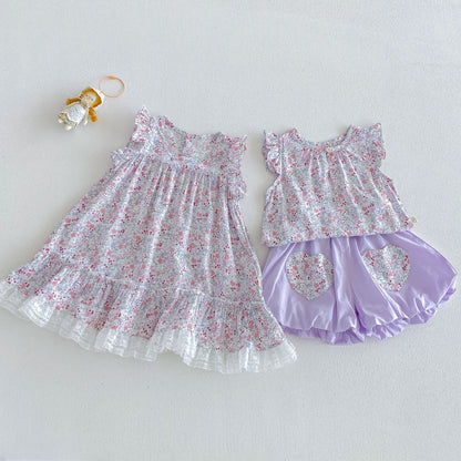 【BABY&KID】夏新作小花柄総柄ワンピース、セットアップSK105904