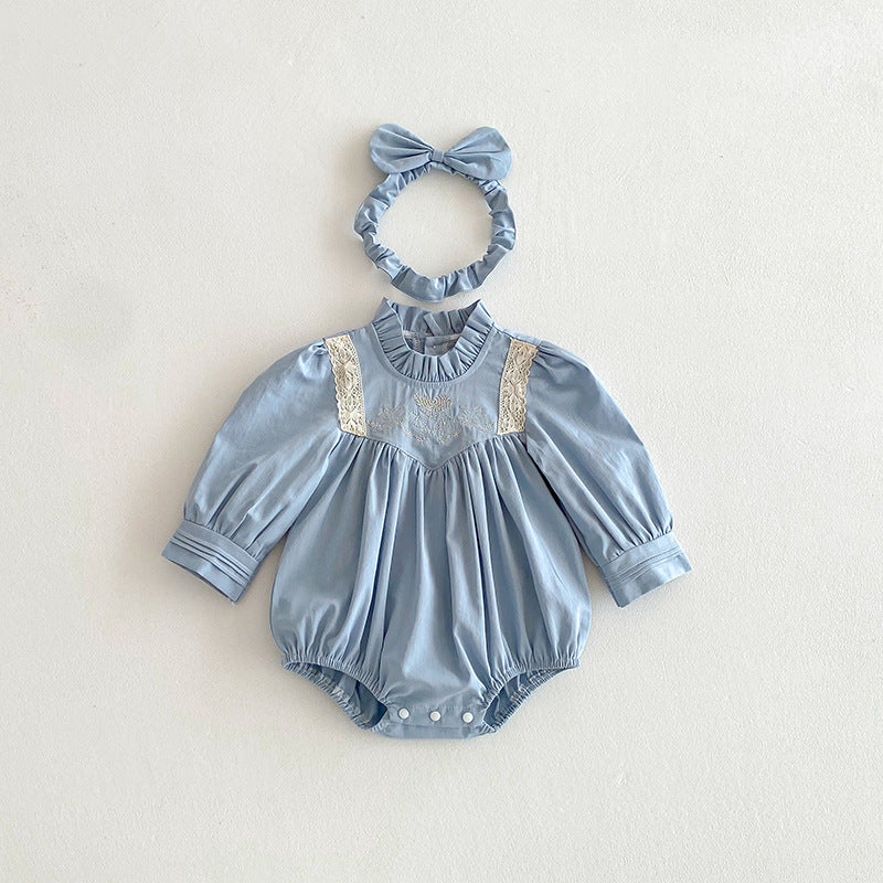 【姉妹服】フリル襟刺繍ロンパース、ワンピースSK101131