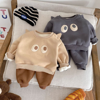 【BABY&KID】冬新作　ビッグアイズ裏起毛セットアップSK11367