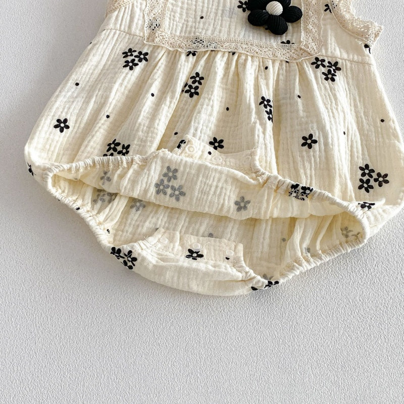 【BABY】夏新作韓国風ノースリーブ刺繍ロンパースSK105007