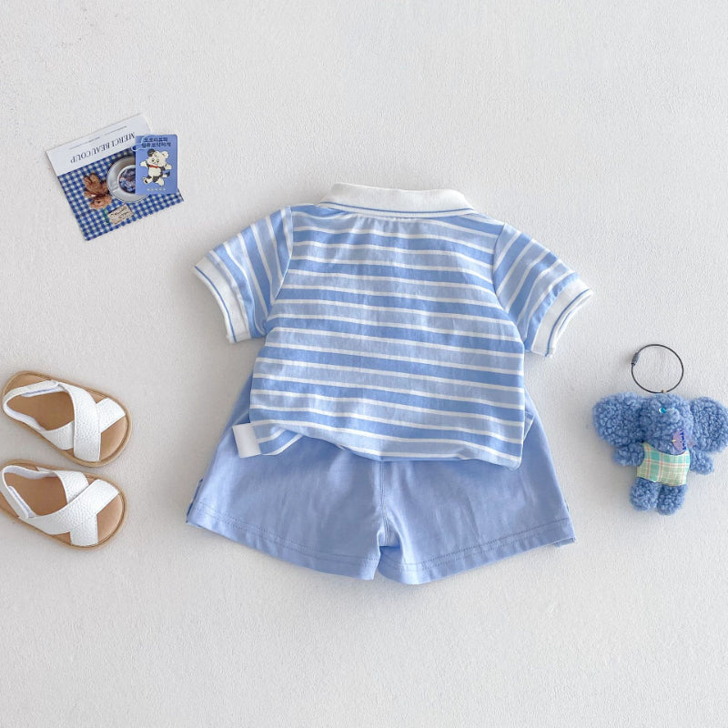 【BABY&KID】夏新作 学院風ストライプセットSK070203