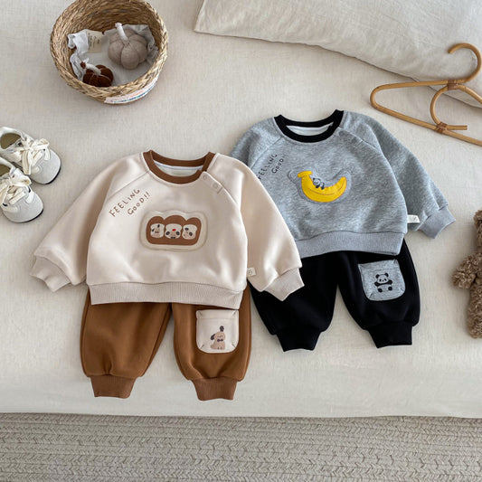 【BABY&KID】冬新作 カートゥーン裏起毛セットアップSK102015
