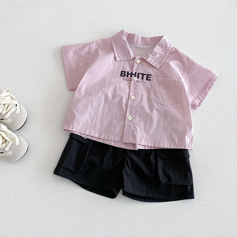 【BABY】夏新作英字シャツ、ダブルポケットショートパンツSK104523