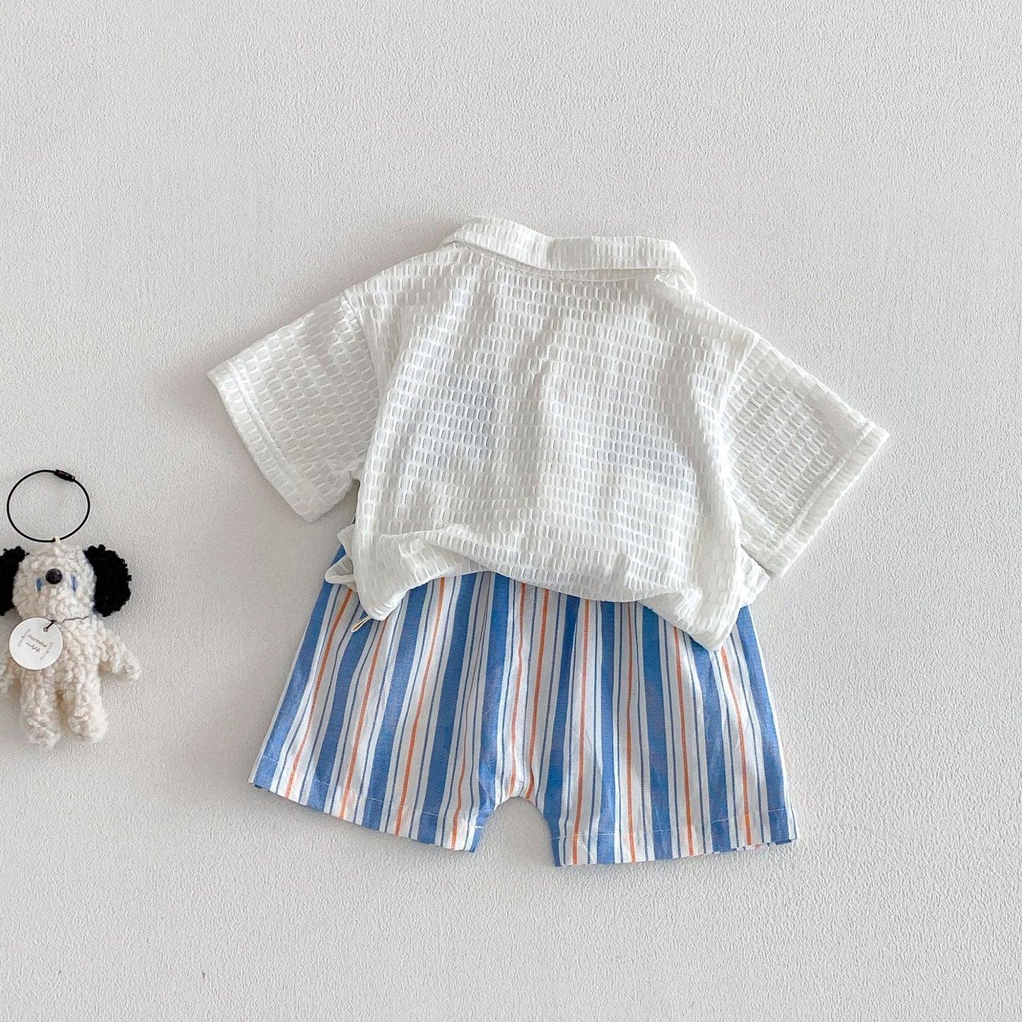 【BABY&KID】夏新作 通気ワッペンシャツ、ストライプショートパンツSK105112