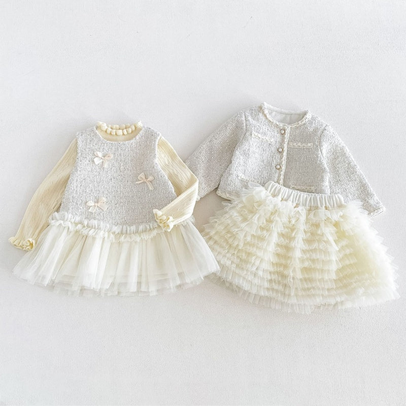 【BABY&KID】ツイード風アウター、ワンピース、ニットSK108114