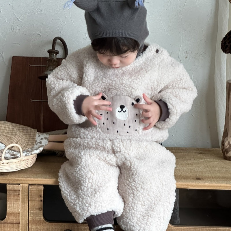 【BABY&KID】冬新作韓国風くまさん、ライオンあったかセットアップSK103128