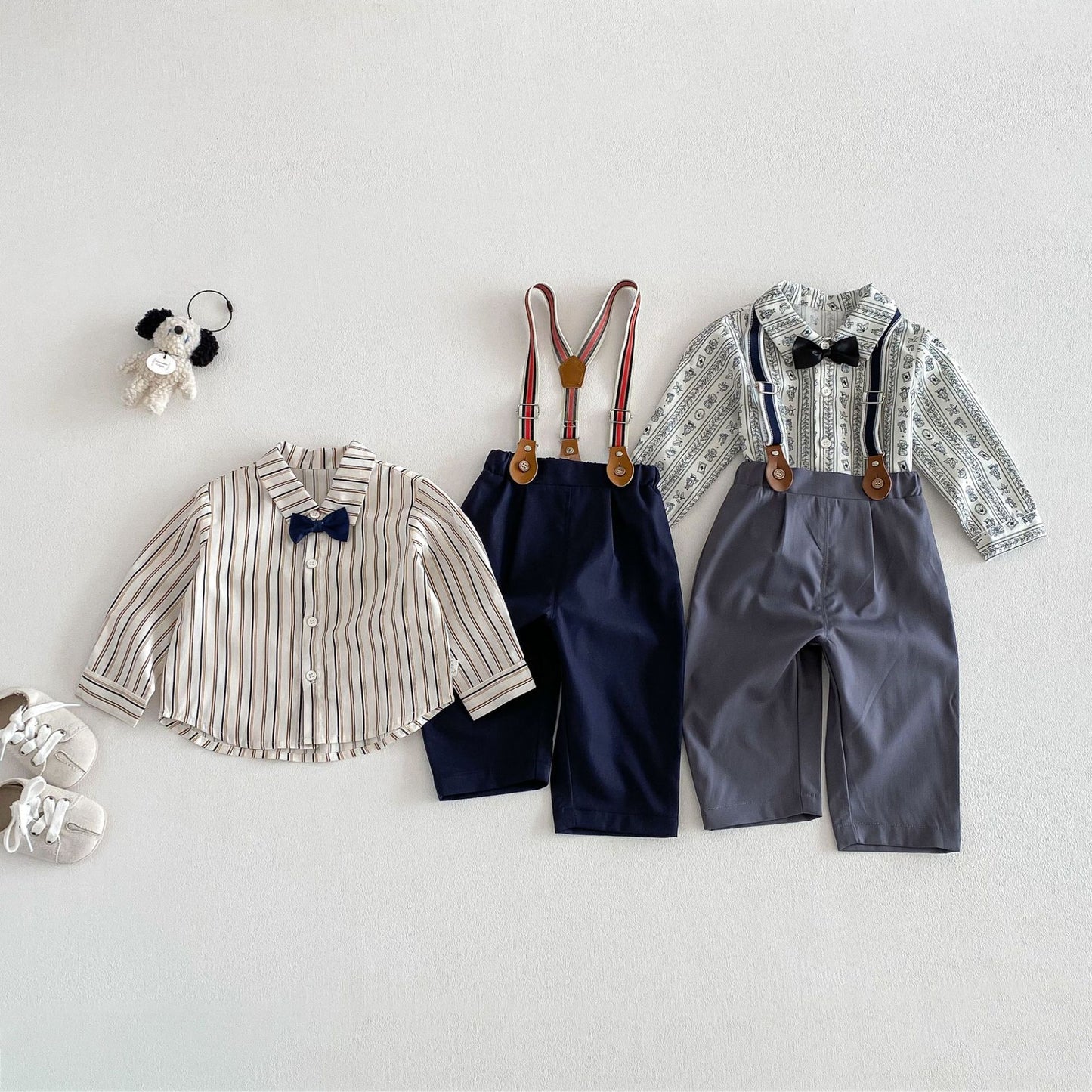 【BABY&KID】韓国風リボンタイシャツ、サロペットパンツSK103521