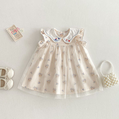 【BABY&KID】夏新作  ベア柄フリルワンピース、セットアップSK061604