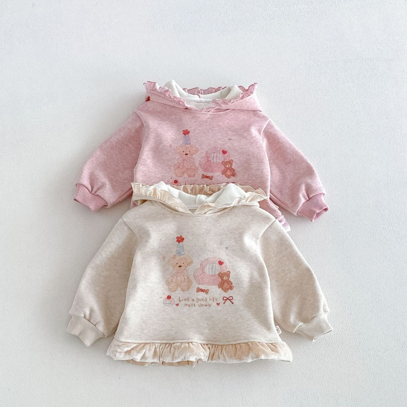 【BABY&KID】冬新作くまプリントトレーナー、フレアパンツSK108524