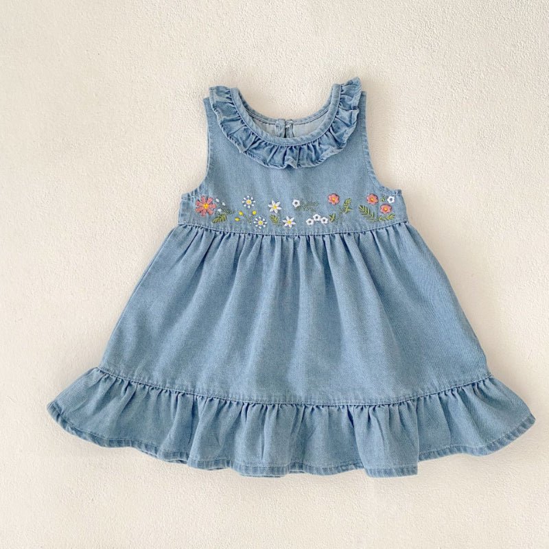 【BABY&KID】夏新作 デニム刺繍ワンピースSK080109
