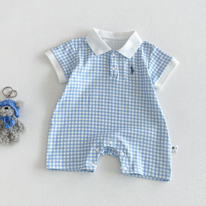 【BABY】夏新作ブルーチェックカバーオールSK105303