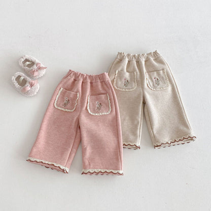 【BABY&KID】冬新作刺繍入りあったかカジュアルパンツSK103028