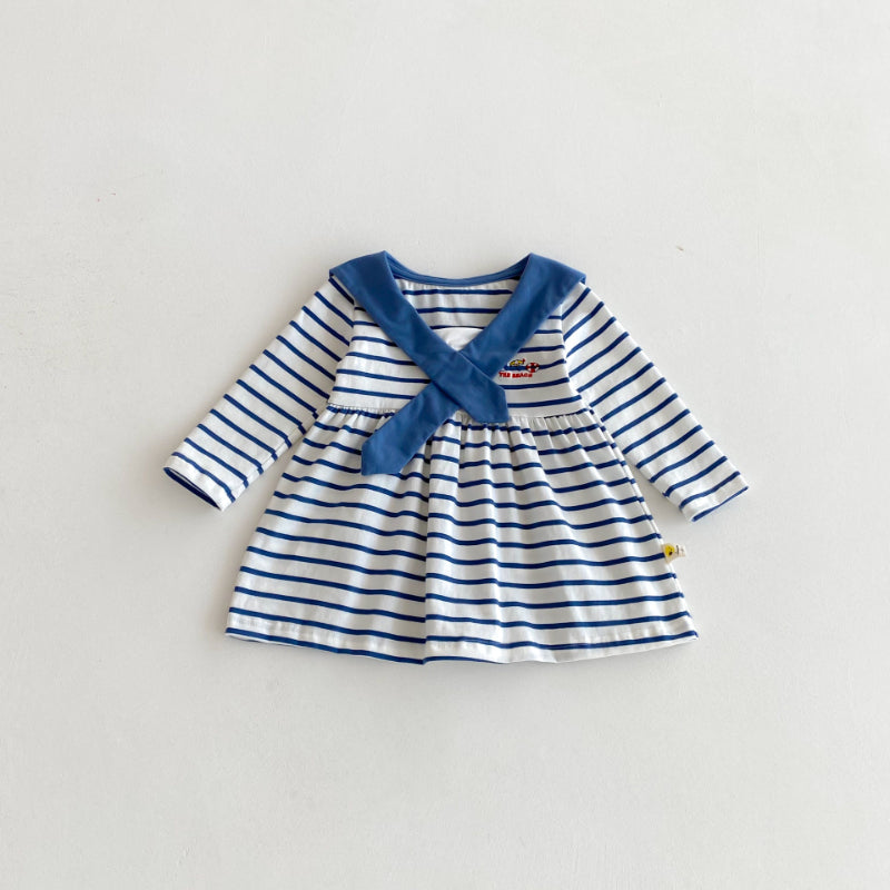 【BABY&KID】セーラー襟ボーダーワンピースSK100826