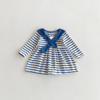 【BABY&KID】セーラー襟ボーダーワンピースSK100826