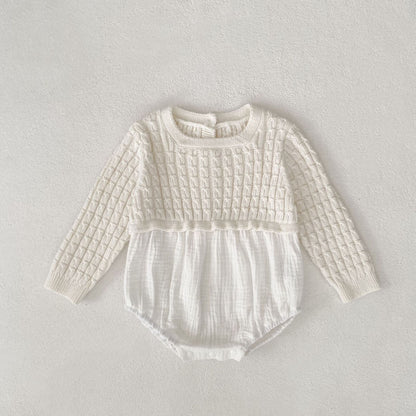 【BABY】ニット切替コットンロンパースSK093007