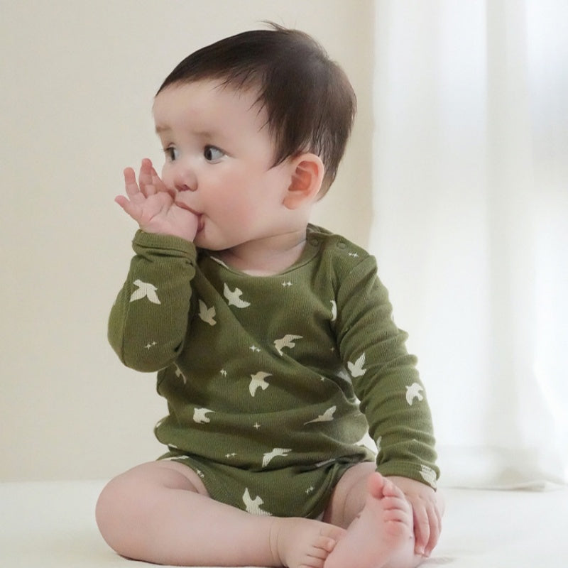 【BABY】北欧風パン、カモメ柄ロンパース、レギンスSK101325