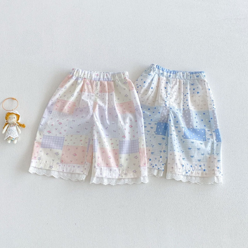 【BABY&KID】夏新作総柄フリルストレートパンツSK105909