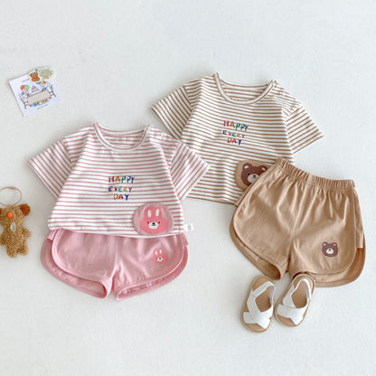 【BABY&KID】夏新作 Happy every dayボーダーセットアップSK070215