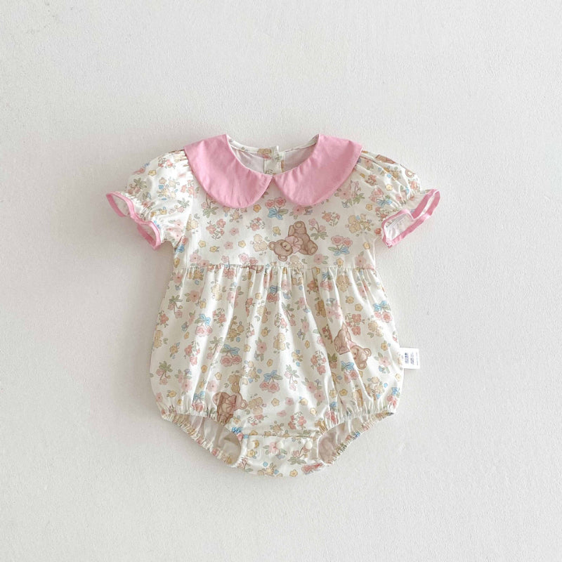 【BABY】夏新作 くま柄スウィートロンパースSK081505