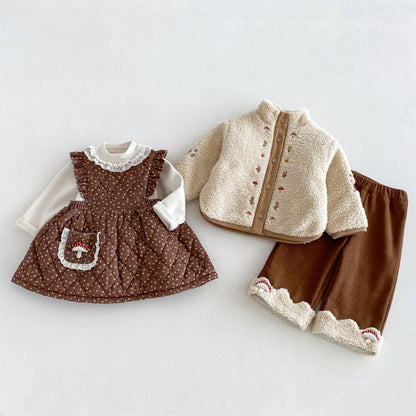 【BABY&KID】きのこ刺繍ワンピース、ロングパンツ、アウター、、トップスSK108115