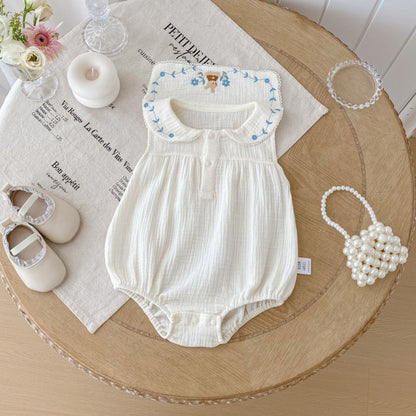 【BABY】夏新作 くま刺繍ロンパースSK092207