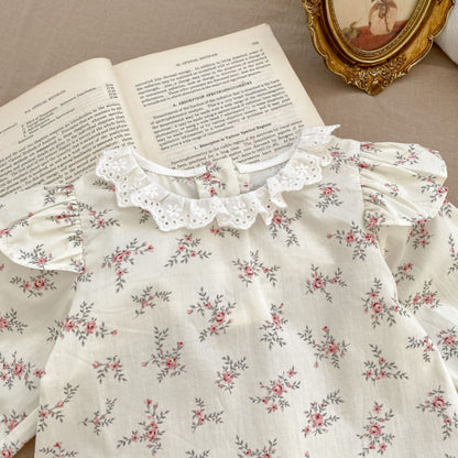 【BABY】刺繍入りオーバーオール、花柄トップスSKO70724