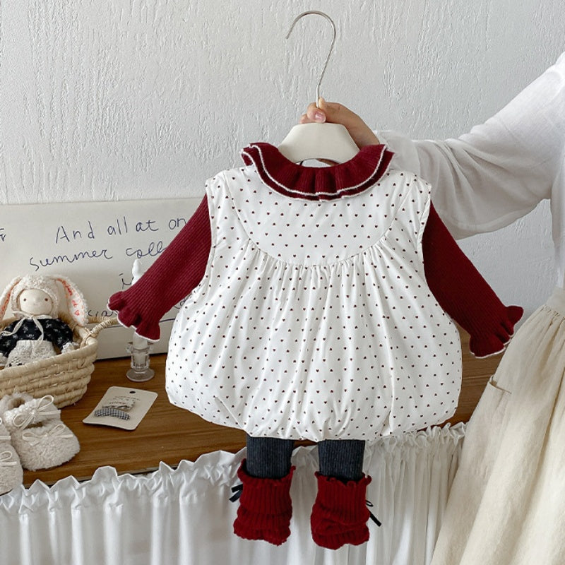 【BABY】冬新作ドットベスト、フリル襟ニット、レギンスSK108315