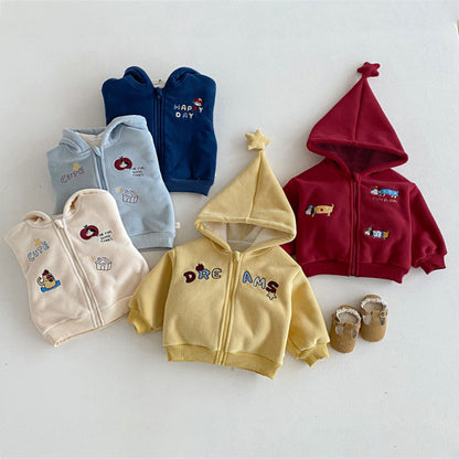 【BABY&KID】冬新作刺繍フード付きスターあったかアウターSK103025