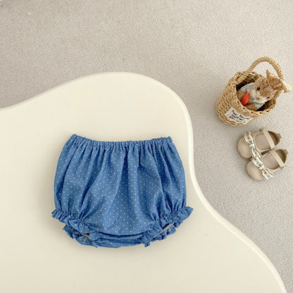【BABY&KID】夏新作 ストライプデニムトップス＆ショートパンツSK080112