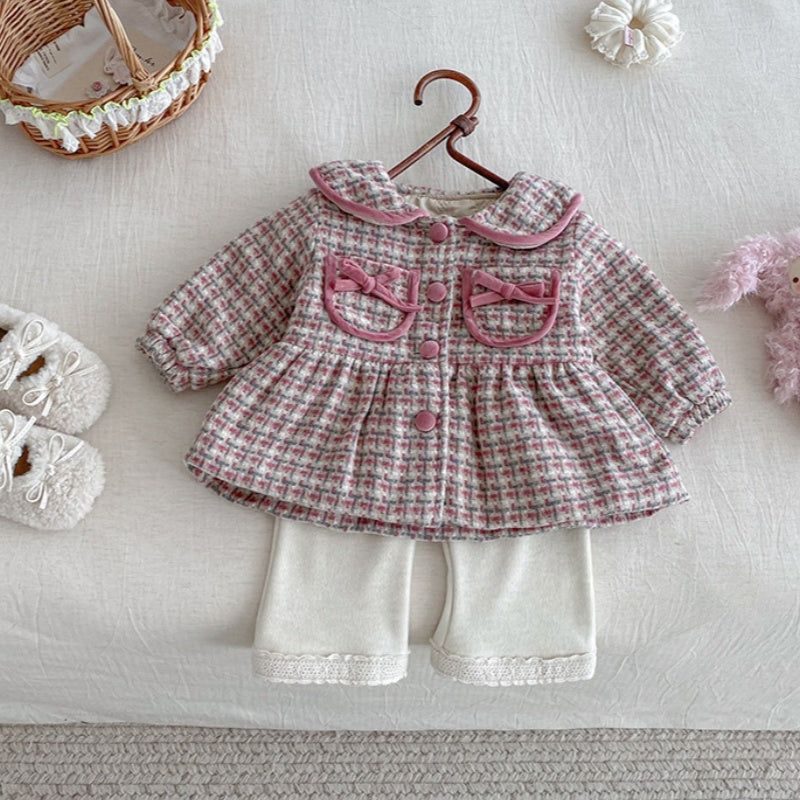 【BABY】冬新作チェック柄ウール中綿コートSK102722