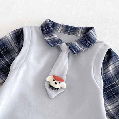 【BABY】重ね着風ネクタイカバーオールSK103411