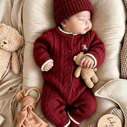 【BABY】ポニー刺繍ニットカバーオールSK106705