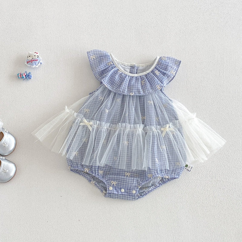 【BABY】夏新作蝶結び刺繍ロンパースSK105704