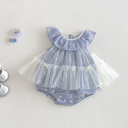 【BABY】夏新作蝶結び刺繍ロンパースSK105704