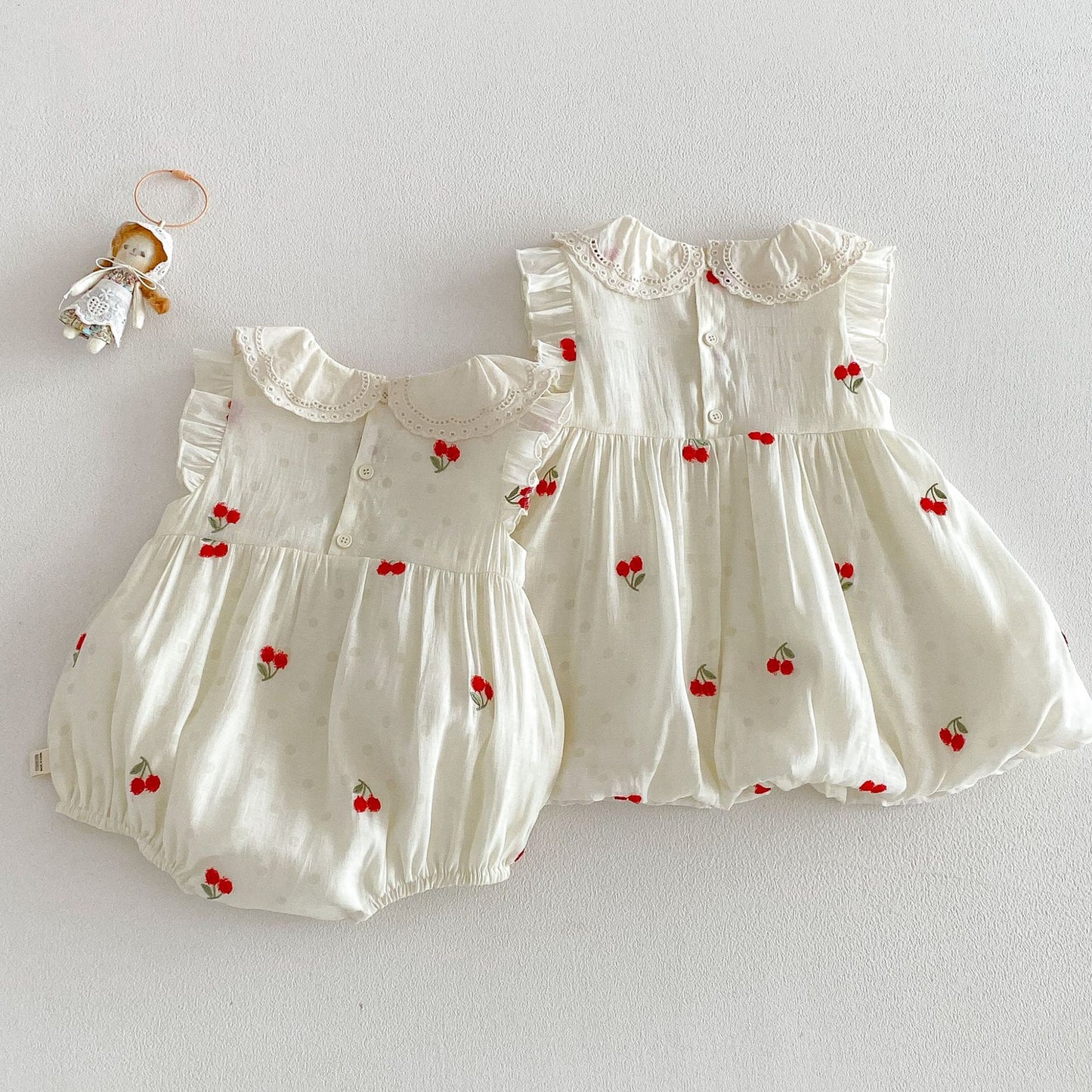 【BABY&KID】夏新作 さくらんぼ刺繍ロンパース、ワンピースSK105117