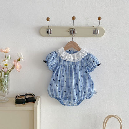 【BABY】夏新作 蝶結びパフスリーブロンパースSK104911