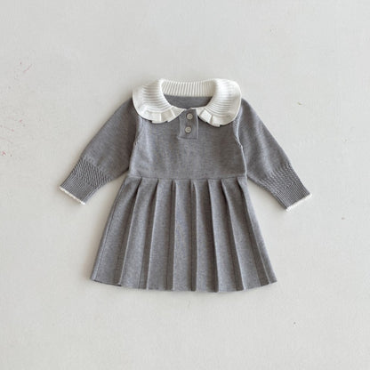 【BABY&KID】韓国風ニットプリーツワンピースSK092703
