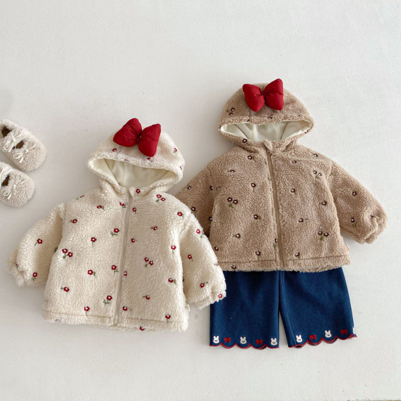 【BABY&KID】冬新作蝶結び＆小花柄キルティングコートSK102904