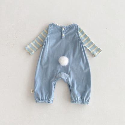 【BABY】アヒルサロペット＆ボーダーインナーSK092515