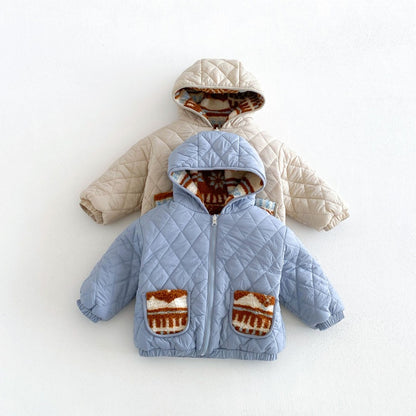 【BABY&KID】冬新作リバーシブル配色中綿ジャケットSK108518