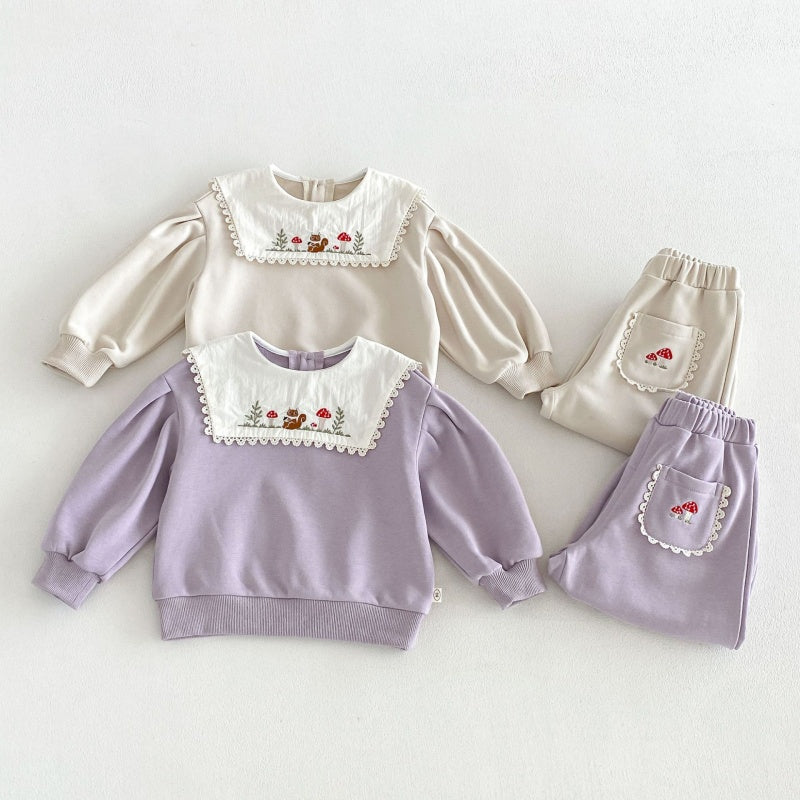 【BABY&KID】刺繍スクエアネックセットアップSK106608