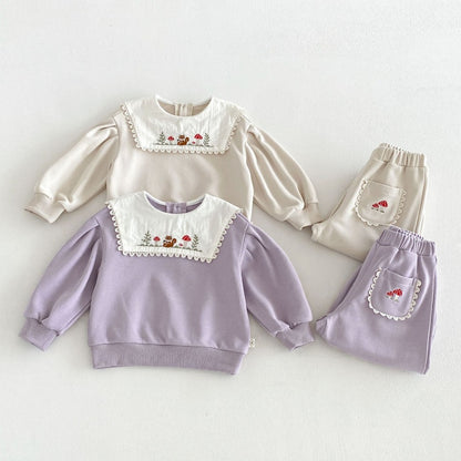【BABY&KID】刺繍スクエアネックセットアップSK106608