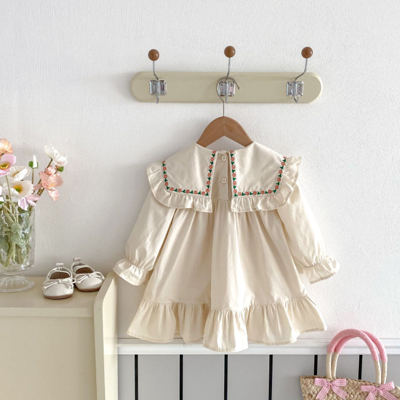 【BABY&KID】ビッグカラー刺繍ワンピースSK011011