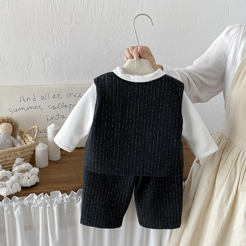 【BABY】冬新作厚手ベストセットアップ、裏起毛トップスSK108312