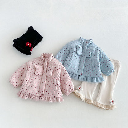 【BABY&KID】冬新作かわいいドット中綿ジャケットSK108514