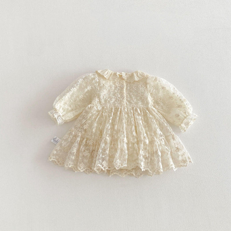 【BABY】フラワー刺繍レースロンパースSK103605