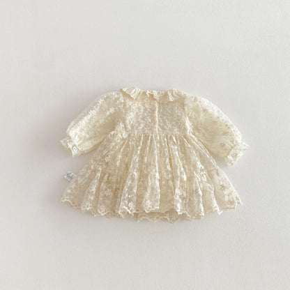 【BABY】フラワー刺繍レースロンパースSK103605